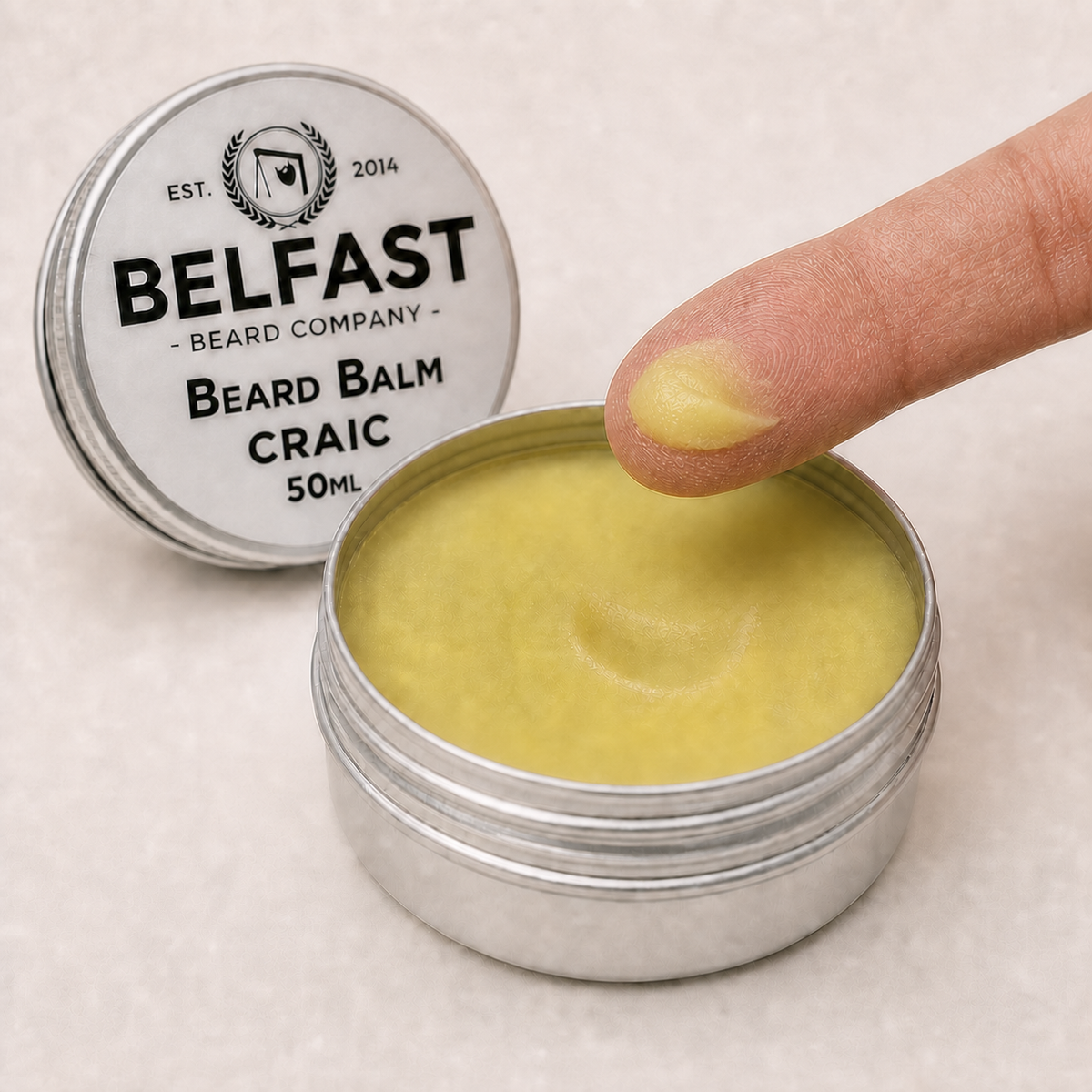 Close-up of the texture and contents of Craic Beard Balm 50ml