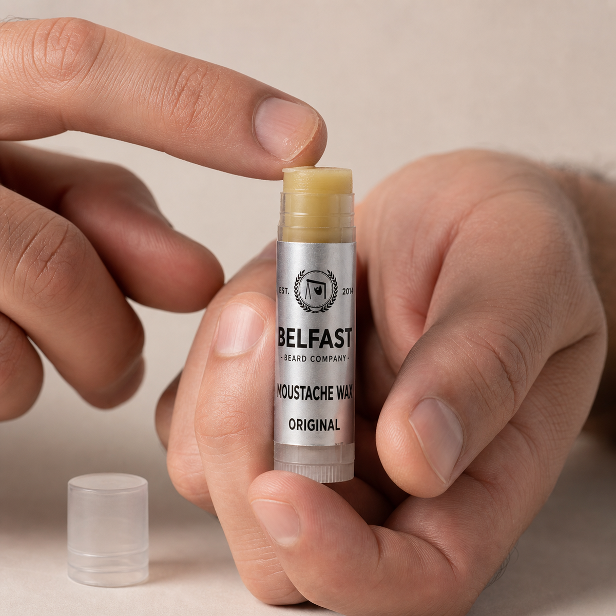 Close-up of the texture and contents of Original Lippy Moustache Wax 5ml