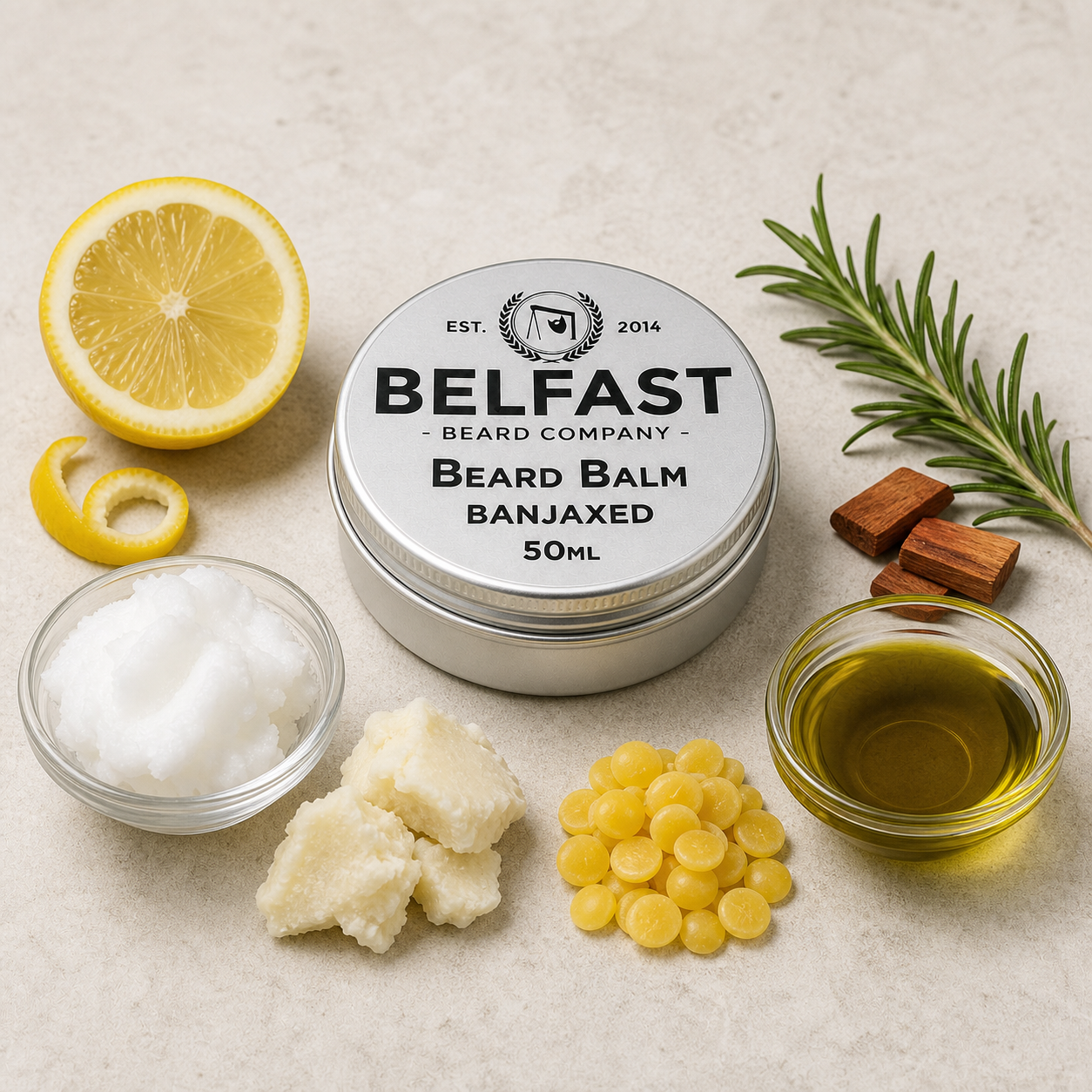 Ingredients used to make Banjaxed Beard Balm 50ml