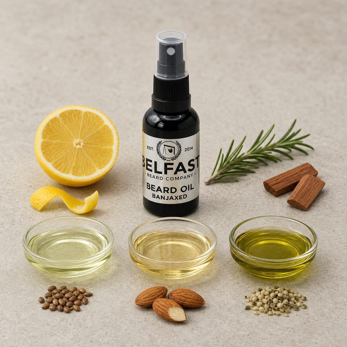 Ingredients used to make Banjaxed Beard Oil 30ml