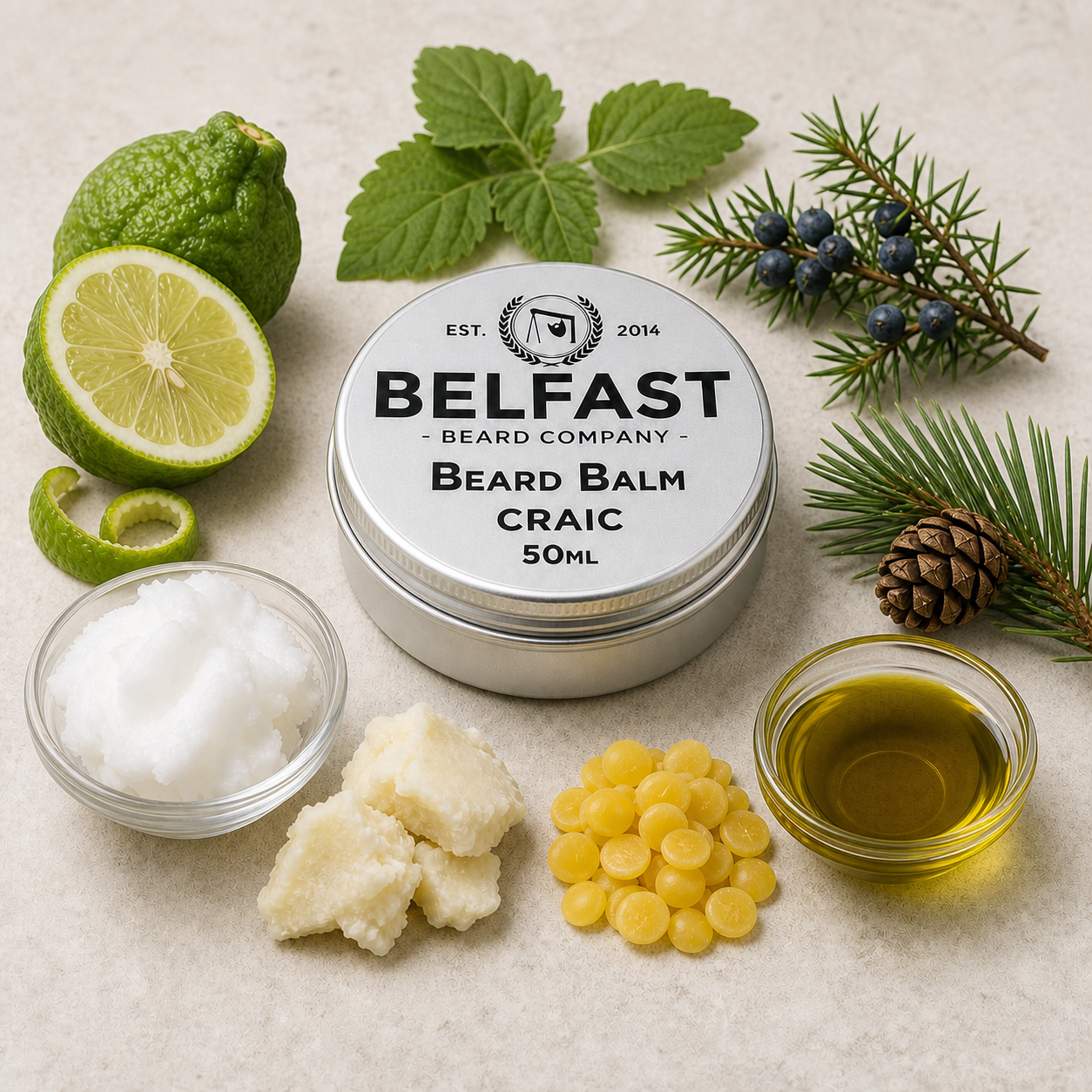 Ingredients used to make Craic Beard Balm 50ml