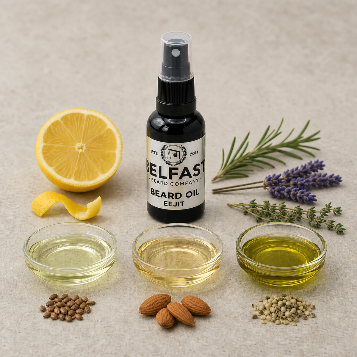 Ingredients used to make Eejit Beard Oil 30ml