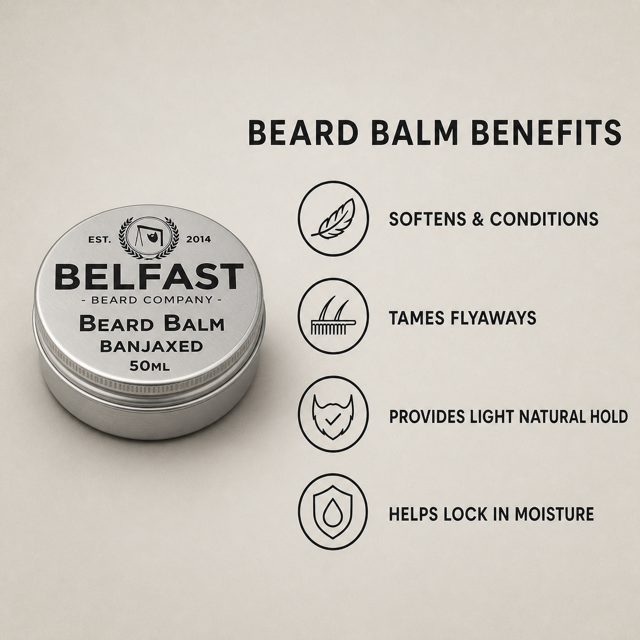 Beard-care features of Banjaxed Beard Balm 50ml