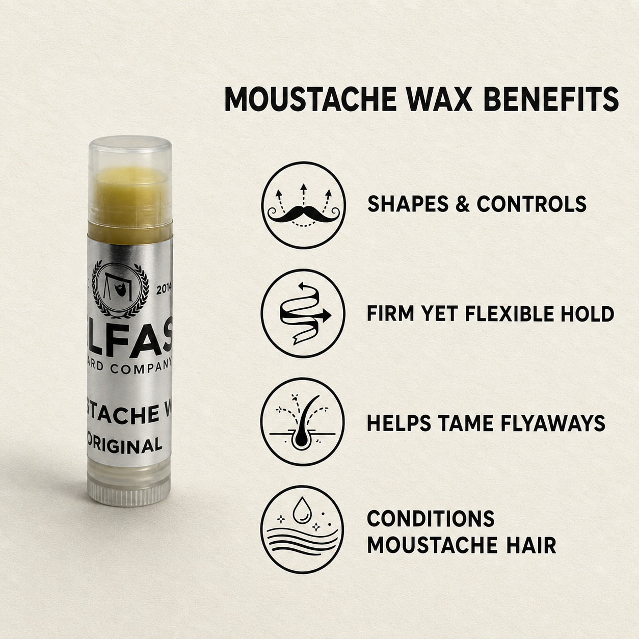 Beard-care features of Original Lippy Moustache Wax 5ml