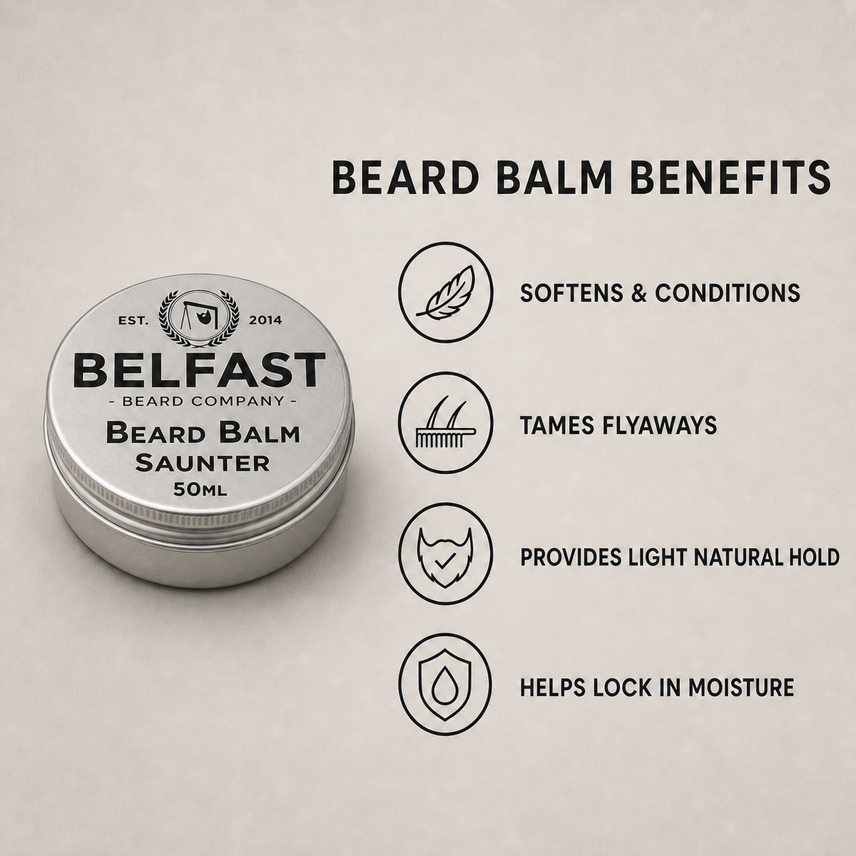 Beard-care features of Saunter Beard Balm 50ml