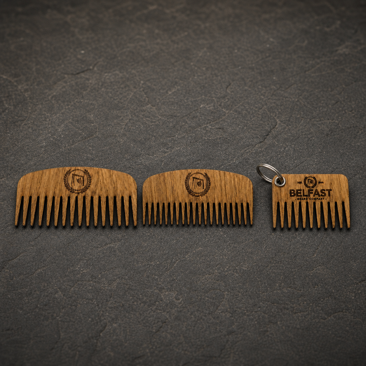 Close-up detail of Oak Beard Comb