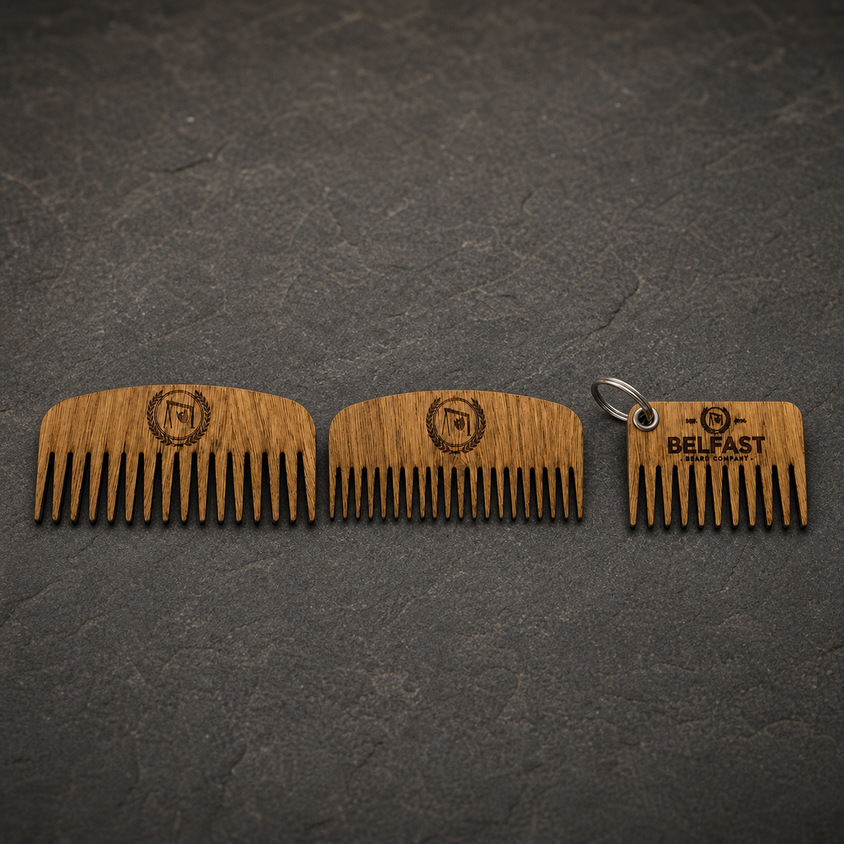 Close-up detail of Oak Beard Comb